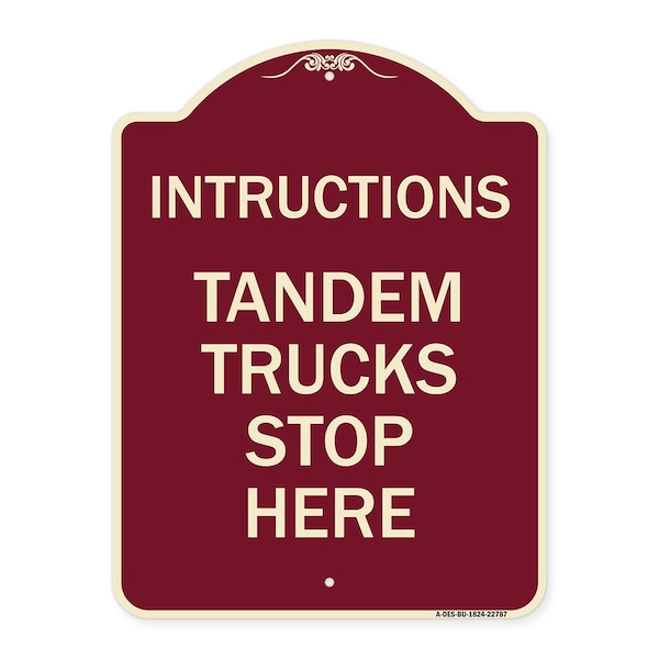 Signmission Truck Instructions Tandem Trucks Stop Here Heavy-Gauge Aluminum Sign, 24" x 18", BU-1824-22787 A-DES-BU-1824-22787 - main